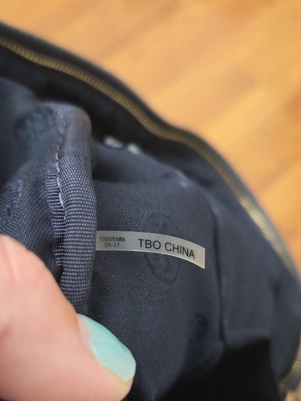 Tory Burch Navy Blue Logo Pebbled Leather Backpack